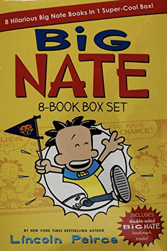 Big Nate 8-Book Box Set by Lincoln Peirce Novels Comics + Double-Sided Bookmark