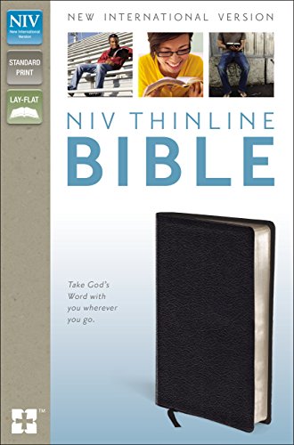 NIV, Thinline Bible, Bonded Leather, Black, Red Letter Edition