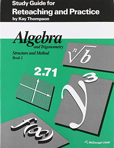 Algebra and Trigonometry: Structure and Method, Book 2: Study Guide for Reteaching and Practice