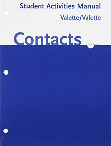 Contacts: Langue Et Culture Francaises Student Activities Manual