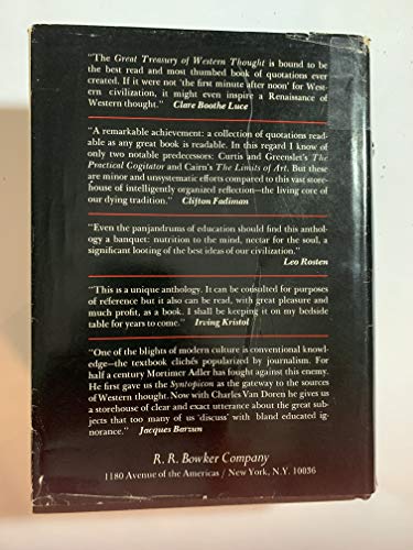 Great Treasury of Western Thought: A Compendium of Important Statements and Comments on Man and His Institutions by Great Thinkers in Western History