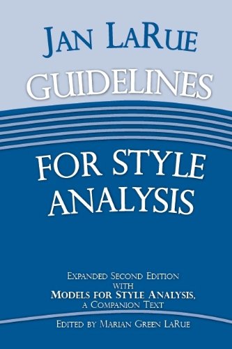 Guidelines for Style Analysis: Models for Style Analysis, a Companion Text (DETROIT MONOGRAPHS IN MUSICOLOGY)