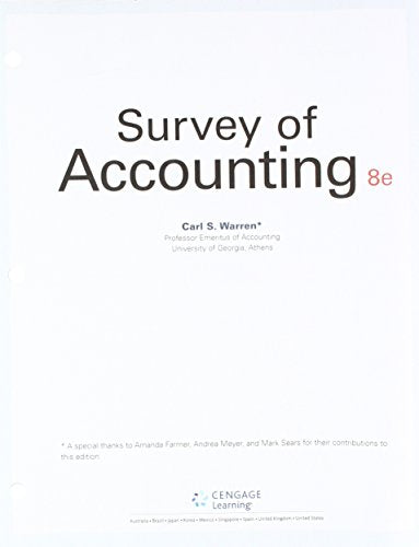 Bundle: Survey of Accounting, Loose-Leaf Version, 8th + CNOWv2, 1 term Printed Access Card