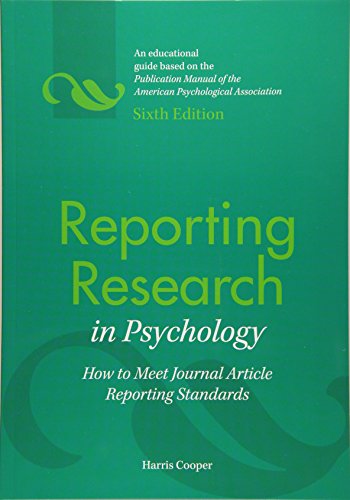 Reporting Research in Psychology: How to Meet Journal Article Reporting Standards