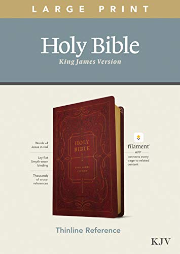 KJV Large Print Thinline Reference Bible, Filament Enabled (LeatherLike, Ornate Burgundy, Red Letter): Includes Free Access to the Filament Bible App ... Notes, Devotionals, Worship Music, and Video