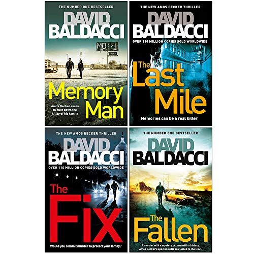 David Baldacci Amos Decker Series 4 Books Collection Set (Memory Man, The Last Mile, The Fix, The Fallen)