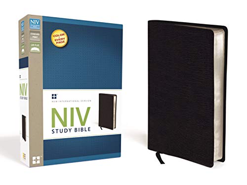 NIV Study Bible, Top-Grain Leather, Black, Red Letter Edition