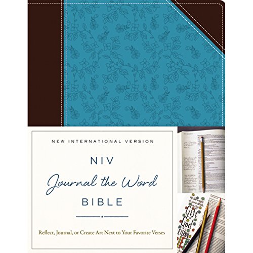 NIV, Journal the Word Bible, Leathersoft, Brown/Blue: Reflect, Journal, or Create Art Next to Your Favorite Verses