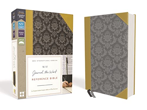 NIV, Journal the Word Reference Bible (Perfect for Note-Taking and Study), Leathersoft, Gold/Gray, Red Letter, Comfort Print: Let Scripture Explain ... What You Learn. (NIV Journal the Word Bible)