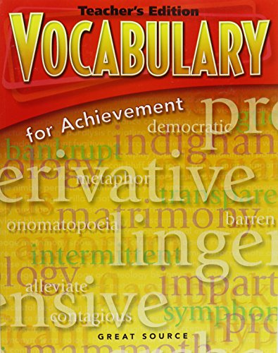 Cover of Great Source Vocabulary for Achievement: Teacher Edition Grade 6 Intro Course by Richek, Margaret Ann, Paperback Book