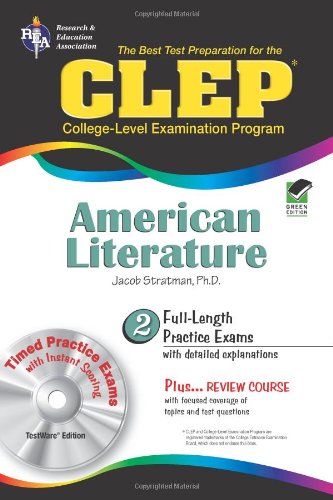 Cover of CLEP® American Literature w/CD (CLEP Test Preparation) by Stratman Ph.D., Jacob, Paperback Book