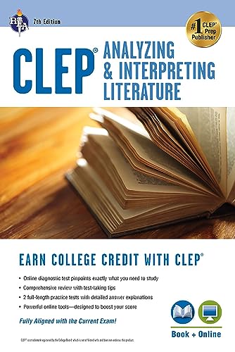 Cover of CLEP® Analyzing & Interpreting Literature Book + Online (CLEP Test Preparation) by Editors of REA, Paperback Book