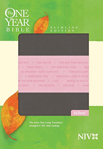 The One Year Bible NIV, Slimline Edition, TuTone (LeatherLike, Heather Gray/Pink)