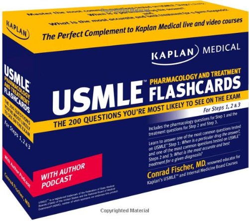 Kaplan Medical USMLE Pharmacology and Treatment Flashcards: The 200 Questions You're Most Likely to See on the Exam For Steps 1, 2 & 3
