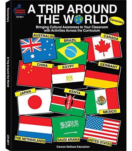 Carson Dellosa A Trip Around the World Workbook, Learn About Australia, Canada, Germany, China, Mexico, Brazil, United States, Egypt, and Other Countries Through Cooking, Crafts, and More Activities