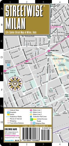 Streetwise Milan Map - Laminated City Center Street Map of Milan, Italy - Folding pocket size travel map with metro map
