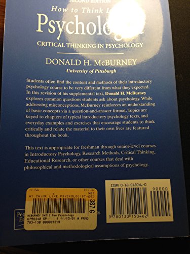 How to Think Like a Psychologist: Critical Thinking in Psychology