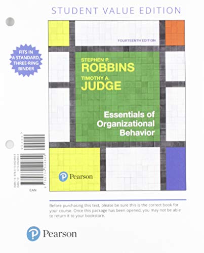 Essentials of Organizational Behavior, Student Value Edition + 2019 MyLab Management with Pearson eText -- Access Card Package