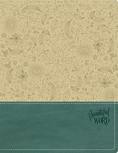NKJV, Beautiful Word Bible, Leathersoft, Tan/Blue, Red Letter: 500 Full-Color Illustrated Verses