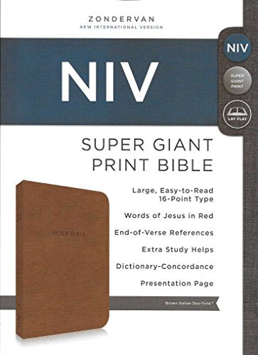 NIV Super Giant Print Bible, Italian Duo Tone Brown