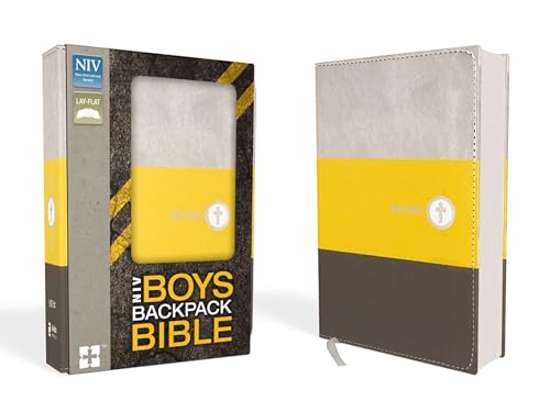 NIV, Boys Backpack Bible, Compact, Leathersoft, Yellow/Charcoal