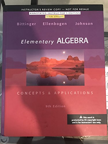 Elementary Algebra: Concepts & Applications (9th Edition)
