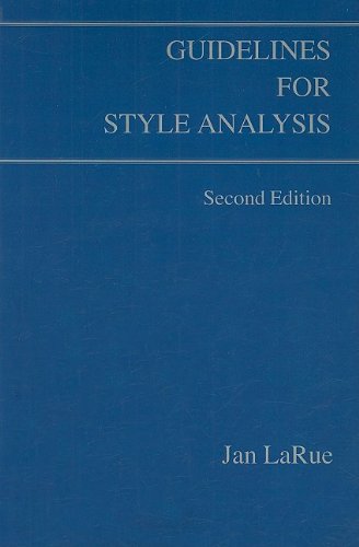 Guidelines for Style Analysis (Detroit Monographs in Musicology)