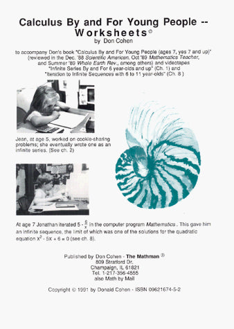 Calculus by and for Young People: Worksheets