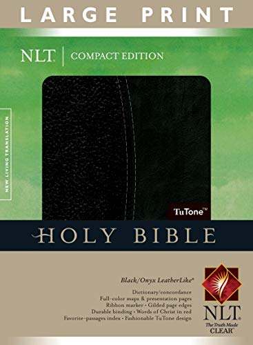 Compact Edition Bible NLT, Large Print, TuTone (Red Letter, LeatherLike, Black/Onyx)