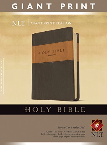 Holy Bible, Giant Print NLT, TuTone (LeatherLike, Brown/Tan, Red Letter)