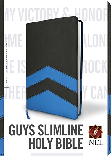 Guys Slimline Bible NLT, TuTone (Red Letter, LeatherLike, Charcoal/Blue Chevron)