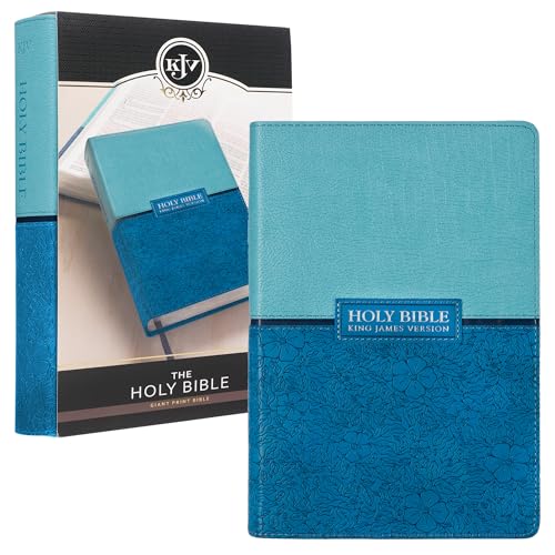 KJV Holy Bible, Giant Print Standard Size Faux Leather Red Letter Edition - Thumb Index & Ribbon Marker, King James Version, Blue Two-tone (KJV Standard GP Editions)