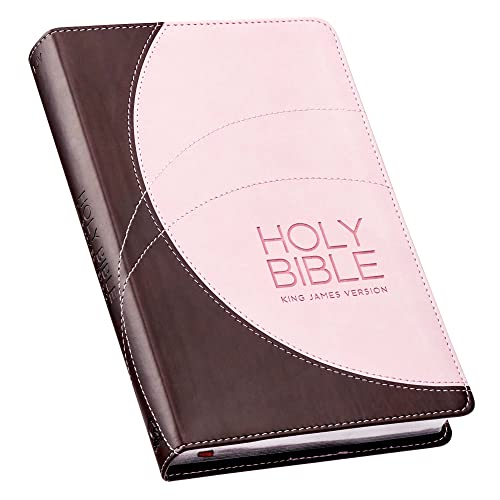 KJV Holy Bible, Standard Size Faux Leather Red Letter Edition Ribbon Marker, King James Version, Espresso Brown/Pink