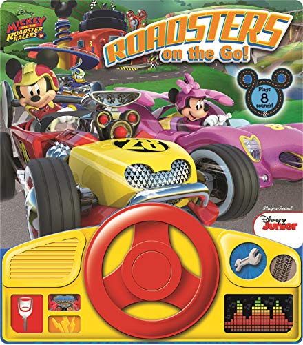 Disney Mickey Mouse and the Roadster Racers - Roadsters on the Go! - Sound Book with Interactive Toy Steering Wheel - PI Kids