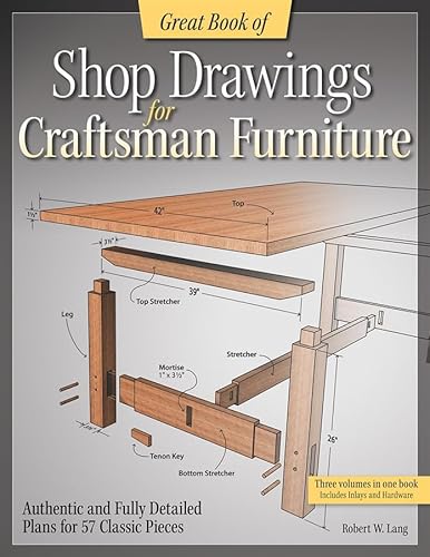 Great Book of Shop Drawings for Craftsman Furniture: Authentic and Fully Detailed Plans for 57 Classic Pieces