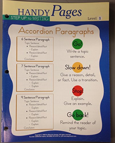 Handy Pages Step Up to Writring: Accordion Paragraphs, Level 1 Pack of 10