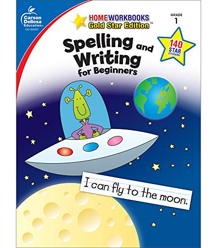 Carson Dellosa Spelling and Writing for Beginners Workbook―Grade 1 Spelling, Sentence Structure, High-Frequency Words, Creative Writing Practice With Stickers (64 pgs)