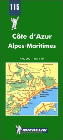 Michelin French Riviera-East (Alpes-Maritimes), France Map No. 115