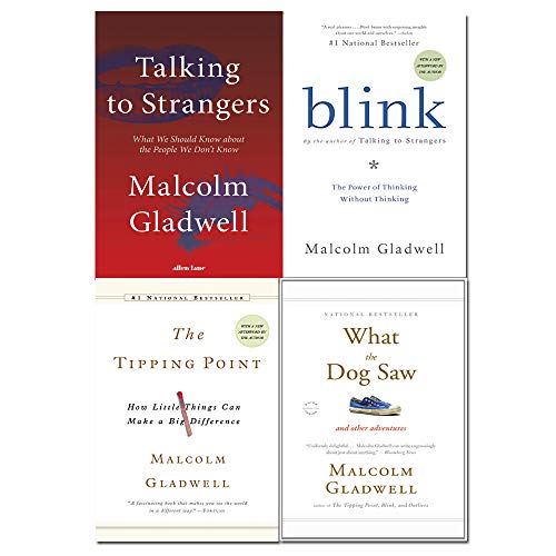 Malcolm Gladwell 4 Books Collection Set (Talking to Strangers, Blink, The Tipping Point, What the Dog Saw)