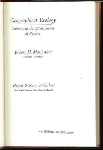 Geographical ecology; patterns in the distribution of species
