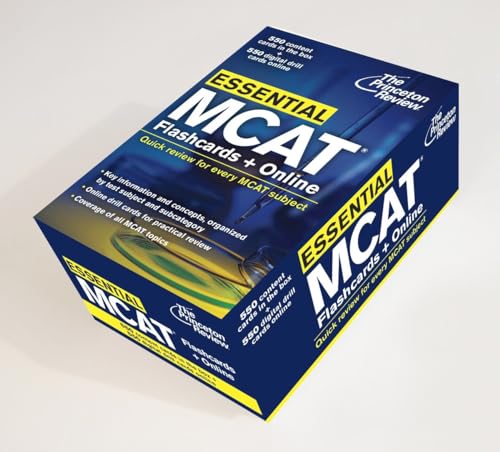 Essential MCAT: Flashcards + Online: Quick Review for Every MCAT Subject (Graduate School Test Preparation)