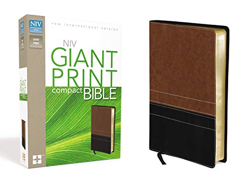 NIV, Giant Print Compact Bible, Large Print, Imitation Leather, Brown & Black