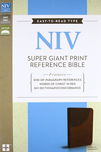 NIV, Super Giant Print Reference Bible, Giant Print, Leathersoft, Brown, Red Letter Edition