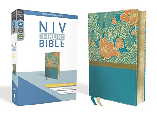 NIV, Thinline Bible, Giant Print, Leathersoft, Teal, Red Letter, Comfort Print