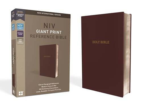 NIV, Reference Bible, Giant Print, Leather-Look, Burgundy, Red Letter, Comfort Print