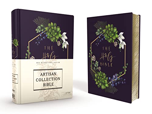 NIV, Artisan Collection Bible, Women's Bible with Journaling Space, Cloth over Board, Navy Floral, Designed Edges under Gilding, Red Letter, Comfort Print