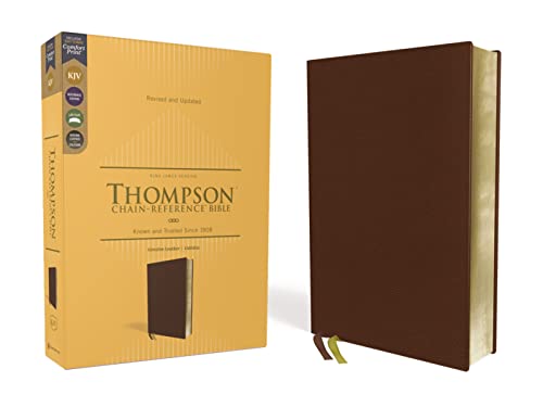 KJV, Thompson Chain-Reference Bible, Genuine Leather, Calfskin, Brown, Red Letter, Comfort Print