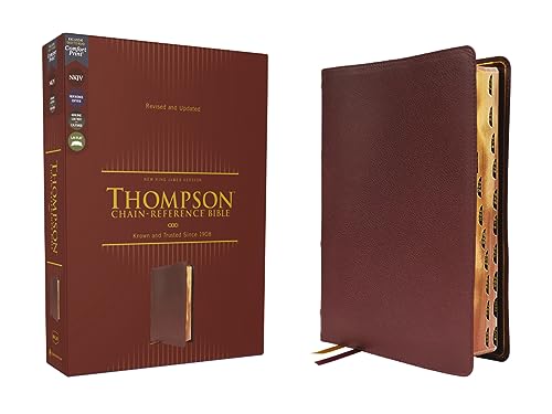 NKJV, Thompson Chain-Reference Bible, Genuine Leather, Calfskin, Burgundy, Red Letter, Thumb Indexed, Comfort Print