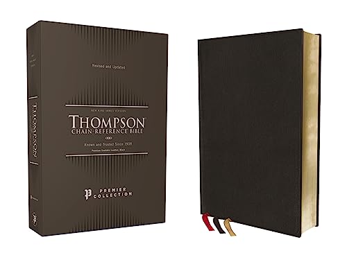 NKJV, Thompson Chain-Reference Bible, Premium Goatskin Leather, Black, Premier Collection, Black Letter, Art Gilded Edges, Comfort Print