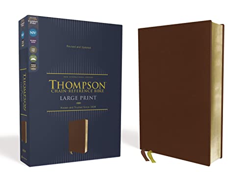 NIV, Thompson Chain-Reference Bible, Large Print, Genuine Leather, Cowhide, Brown, Red Letter, Art Gilded Edges, Comfort Print